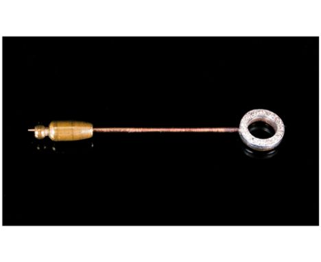 Antique 15ct Gold Diamond and Sapphire Stick Pin. Diamond Weight Est 50 pts. Sapphire Weight Est 50 pts. With Period / Origin