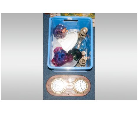 Collection Of Miscellaneous Comprising Coloured Glass To Including Bohemian, Brass Candlesticks, Hornsea, Wade, Ship In A Bot