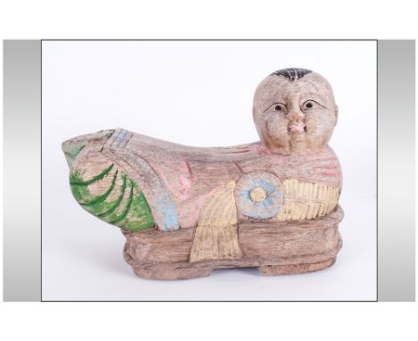 Vintage Wooden Imitation of Chinese Headrest, probably Thai.
