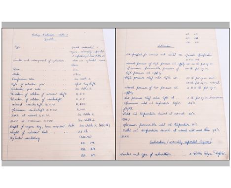 Military Interest Royal Air Force Note Book Marked to Front 566681 Bleazard 28 2 Wing. Containing Various Handwritten Mainten
