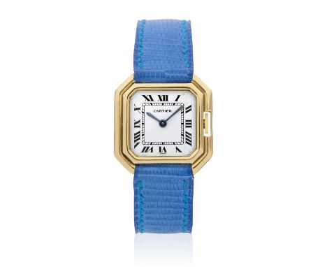 Cartier. An 18K gold manual wind wristwatchModel: CeintureDate: Circa 1975Movement: 17-jewel Cal.78-1 manual windDial: White,