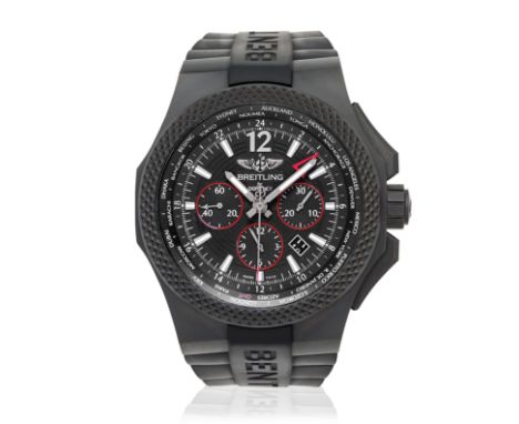 Breitling for Bentley. A black DLC coated titanium automatic calendar chronograph wristwatch with dual time zonesModel: GMT L