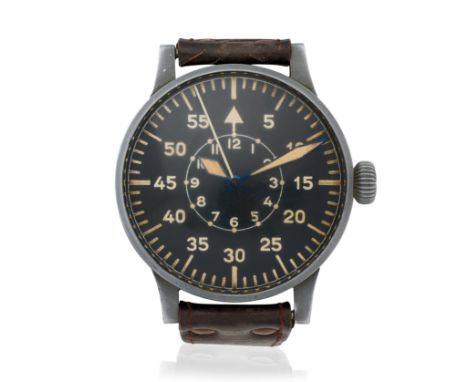 Laco. A steel oversized German military manual wind observation watchDate: Circa 1940Movement: 22-jewel manual wind, No.00618