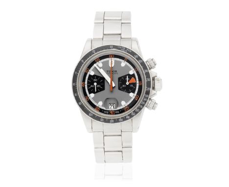 Tudor. A stainless steel manual wind calendar chronograph bracelet watchModel: Oysterdate Monte Carlo HomeplateReference: 703