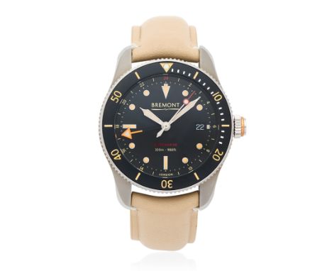 Bremont. A stainless steel automatic calendar wristwatch with dual time zoneModel: SupermarineDate: Purchased 24th November 2