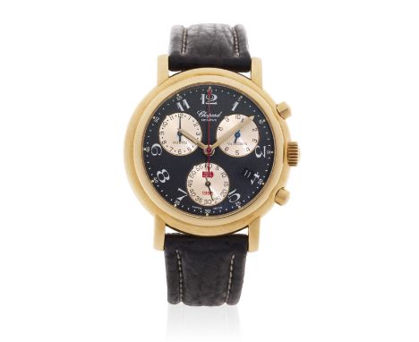 Chopard. An 18K gold quartz calendar chronograph wristwatchModel: Mille MigliaReference: 16/2250, No.289Date: Purchased 30th 