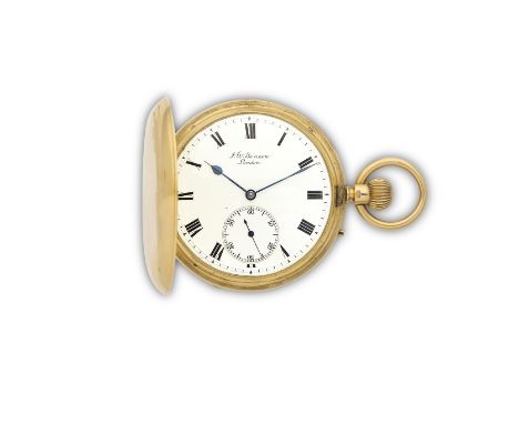 J.W Benson, 62 &amp; 64 Ludgate Hill, London. An 18K gold keyless wind full hunter pocket watchDate: London Hallmark for 1896