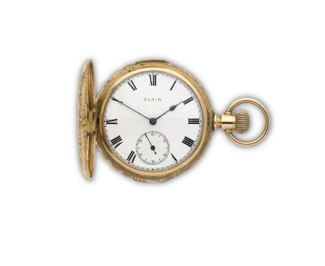 Elgin. A 14K gold keyless wind full hunter pocket watchDate: Circa 1913Movement: Swiss lever, cut and compensated bi-metallic