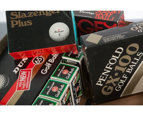 COLLECTION OF VINTAGE GOLF BALLS
comprising, Dunlop 65(two boxes of twelve); one box of Dunlop Bogey golf balls, Slazenger pl