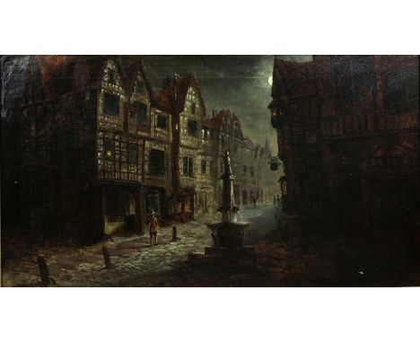 J. Hydock, Marktplatz von Arras, 1890, Öl auf Leinwand, unten signiert, Maße: 107,5 x 61,5 cm, Rahmen: 118 x 73 cm. Altersgem