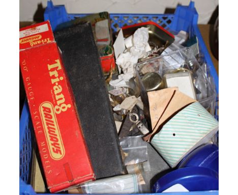 Box of mixed watch makers parts and tools