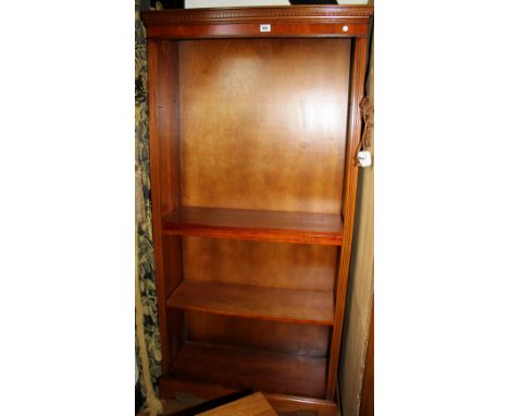 Tall four shelf hardwood bookcase, H 184 x W 90cm 