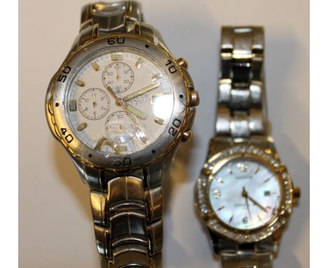 Ladies Accurist wristwatch with mother of pearl face on diamante surround and a Citizen Chronograph A/F