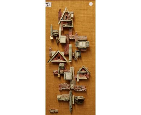 Modern art ceramic framed display in high relief