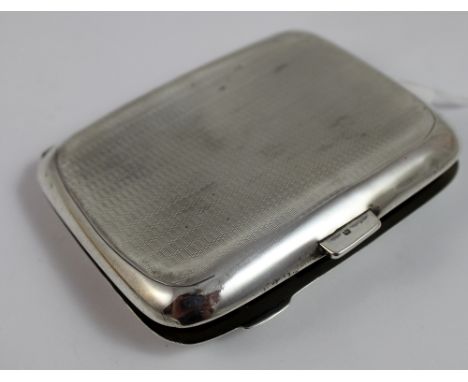Silver engine turned cigarette case with gilt interior, no makers marks, 6 x 9cm, 65g