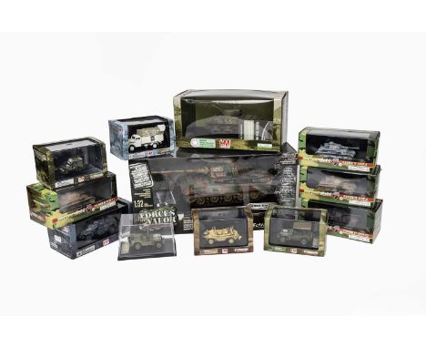 Forces of Valour 1:32 Scale King Tiger; Panzerstahl four Panzer IVs (three variants); HM Sherman, SdKfz222, 2xWillys Jeep (on