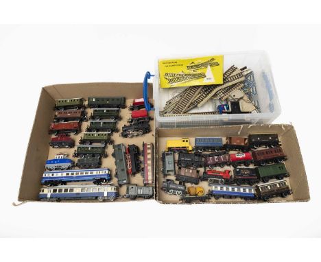 including Lima pantograph Railcar, Klein Railcar, three steeple cab locomotives, two 0-6-0 tanks, assorted coaches and variou