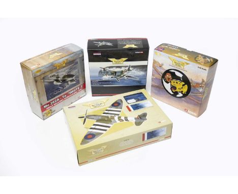 AA32108 Messerschmitt Bf109E, US35704 Me 262A White 3, AA32816 DH Mosquito Guy Gibson and AA31921 Spitfire LF IX with 1:24 sc