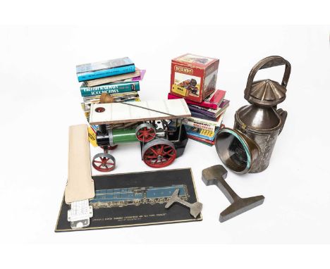 Including various ABC and similar Ian Allen publications, three aspect handlamp no markings, two rail sections Carriage print