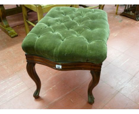 A late 19th Century mahogany button upholstered footstool, 48 x 68 cms