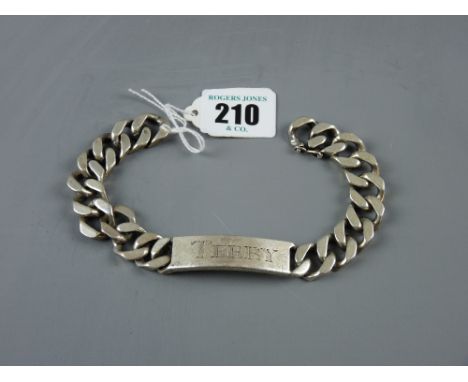 A 925 silver ID bracelet - 'Terry' with heavy white metal link chain, total 88 grms