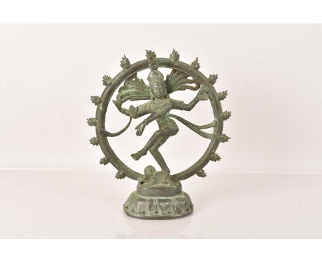 A bronze figure of Shiva Nataraja, 19cm H, one break to the top