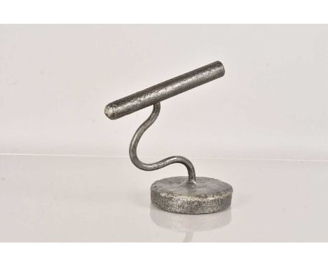 An Unusual Vintage Goffering Iron, in the form of a Primitive Blacksmith style, having rough form, with serpentine body and h