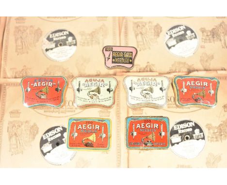 Gramophone Needle Tins, seven Aegir Tins, various colours and shapes (7)