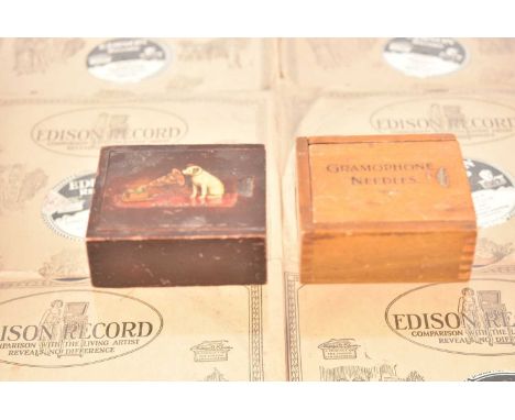 Two wood Gramophone Needle Boxes, including Gramophone (Nipper) and Gramophone Needles (2)