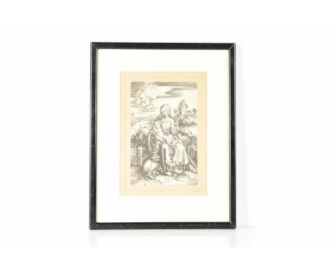 Johannes Wierix (1539-1620), The Madonna with the Vervet Cat, copper engraving, After Durer, c1566, marked Alvin 632 to the l