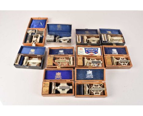 A collection of Vintage Wilkinson Razors, including The Empire Model, and many others, all in original cases (parcel) no post