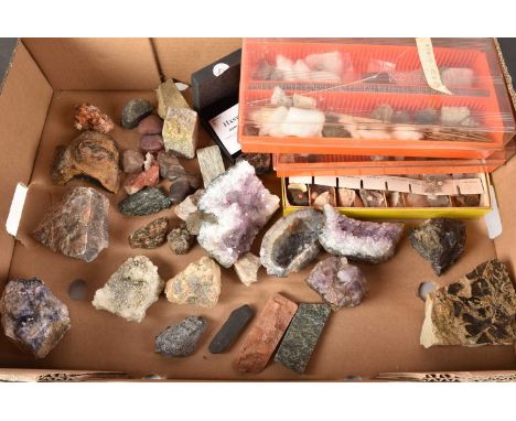 A collection of various Minerals, to include Amethyst, Actinolite, Almandite Garnite, Calcite, Pumice, Quartz and much more (