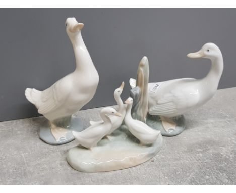 3 Nao by lladro Geese figurines includes 2 individual and 1 group figure