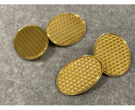 Antique 18ct gold Art Deco engine turned Cufflinks 8.8g