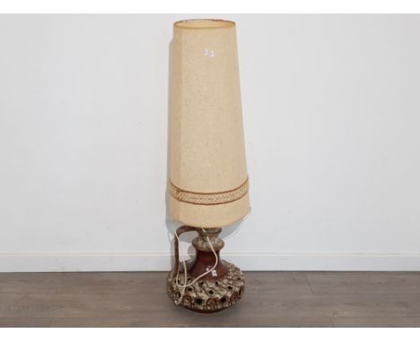 Large vintage Stein Keramik fat lava German pottery lamp with shade