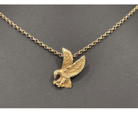 9ct gold and diamond American Eagle pendant and belcher chain 9.9g