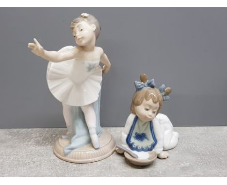 2 Nao by lladro figures young ballerina and baby girl