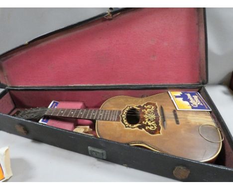 A vintage Cathedral Strings hand painted boxed Mandolin 