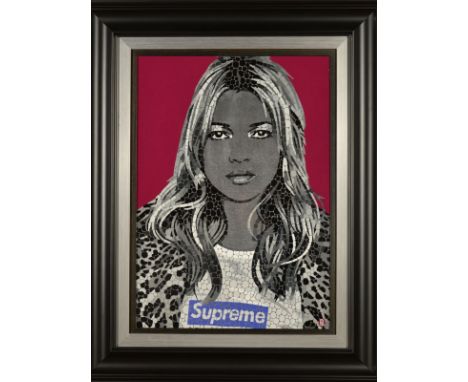 PAUL NORMANSELL (BRITISH 1978) 'KATE MOSS, SUPREME II', a portrait of the super model, monogrammed lower right, acrylic on al