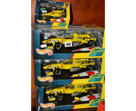 A QUANTITY OF BOXED MATTEL HOT WHEELS RACING 1/18 AND 1/43 SCALE JORDAN FORMULA 1 RACING CARS, all are of Jordan Mugen Honda 