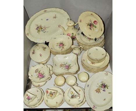 ROYAL COPENHAGEN 'FRIJSENBORG' DINNER AND TEA WARES, two oval chargers, twin handled tureen and cover, six tea cups, saucers 