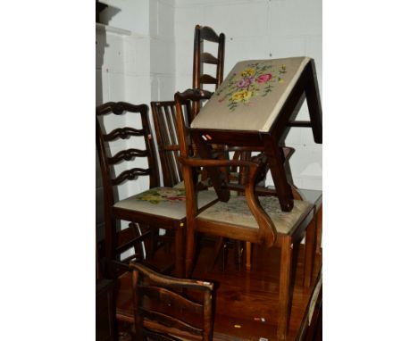 SEVEN VARIOUS PERIOD CHAIRS to include an 18th century oak ladder back chair, two similar carver chairs, pair of Edwardian ch