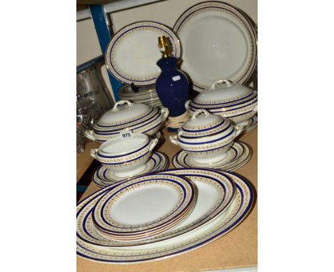 WEDGWOOD 'IMPERIAL PORCELAIN' No9800 PART DINNER SERVICE, including twenty dinner plates, four oval platters, twelve breakfas