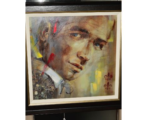 ANNA RAZUMOVSKAYA (RUSSIAN CONTEMPORARY) 'CRISTAL BLUE', a hand embellished limited edition print 42/195, a portrait of a mal