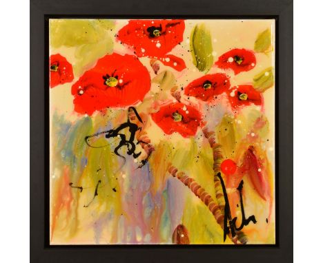 DANIELLE O'CONNOR AKIYAMA (CANADIAN 1957) 'WITHIN HOPE I', stylised blossoms and foliage, signed lower right, signed and titl