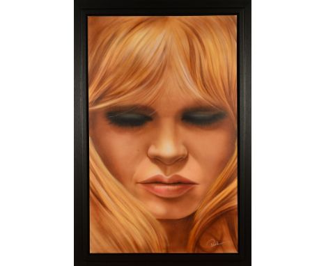 PAUL KARSLAKE (BRITISH CONTEMPORARY) 'BRIGITTE BARDOT IV', a portrait of the iconic movie star, signed bottom right, acrylic 