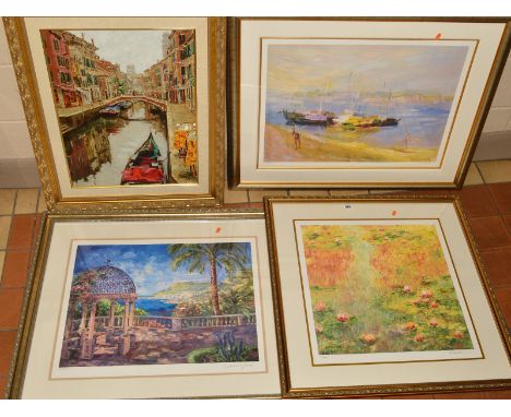 FRAMED LIMITED EDITION SIGNED PRINTS,  to include a hand embellished Venetian scene by Viktor Shvaiko, 82/250, Mediteranian l