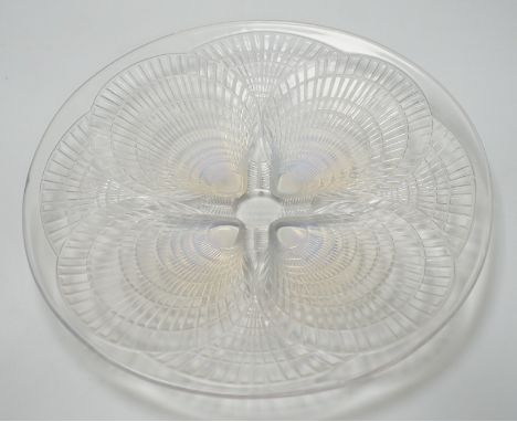 R. Lalique coquille pattern opalescent glass dish, no.3009, 30cms diameter
