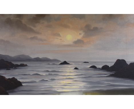 Alexander Wilson, oil on canvas, seascape from coast, signed, 49 x 79cm