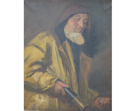 Mrs Betty Montgomery (nee Hobartt), wife of Field Marshall Montgomery, oil on canvas, Portrait of a St Ives Fisherman, signed